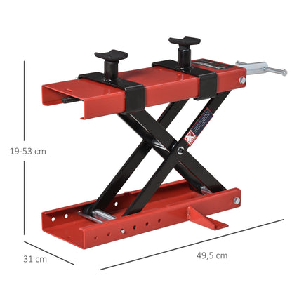 Motorcycle Lift with Adjustable Height 19-53 cm, 500 kg Capacity Moto Stand for Parking or Repair Workshop Garage Black and Red