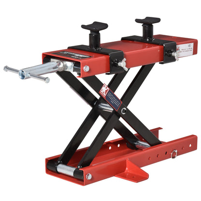 Motorcycle Lift with Adjustable Height 19-53 cm, 500 kg Capacity Moto Stand for Parking or Repair Workshop Garage Black and Red