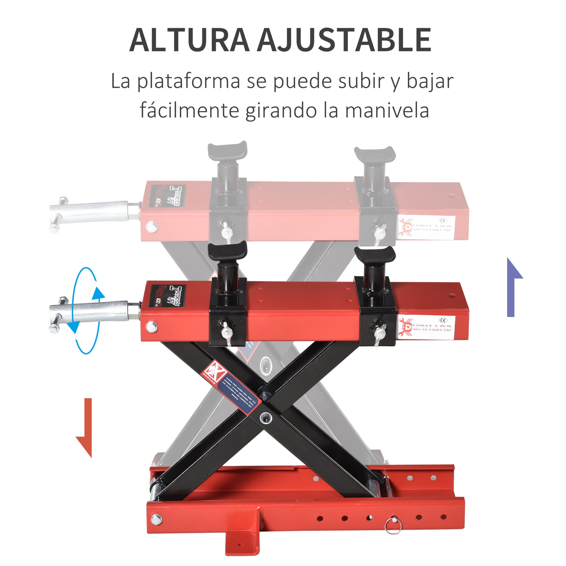 Motorcycle Lift with Adjustable Height 19-53 cm, 500 kg Capacity Moto Stand for Parking or Repair Workshop Garage Black and Red