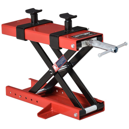 Motorcycle Lift with Adjustable Height 19-53 cm, 500 kg Capacity Moto Stand for Parking or Repair Workshop Garage Black and Red