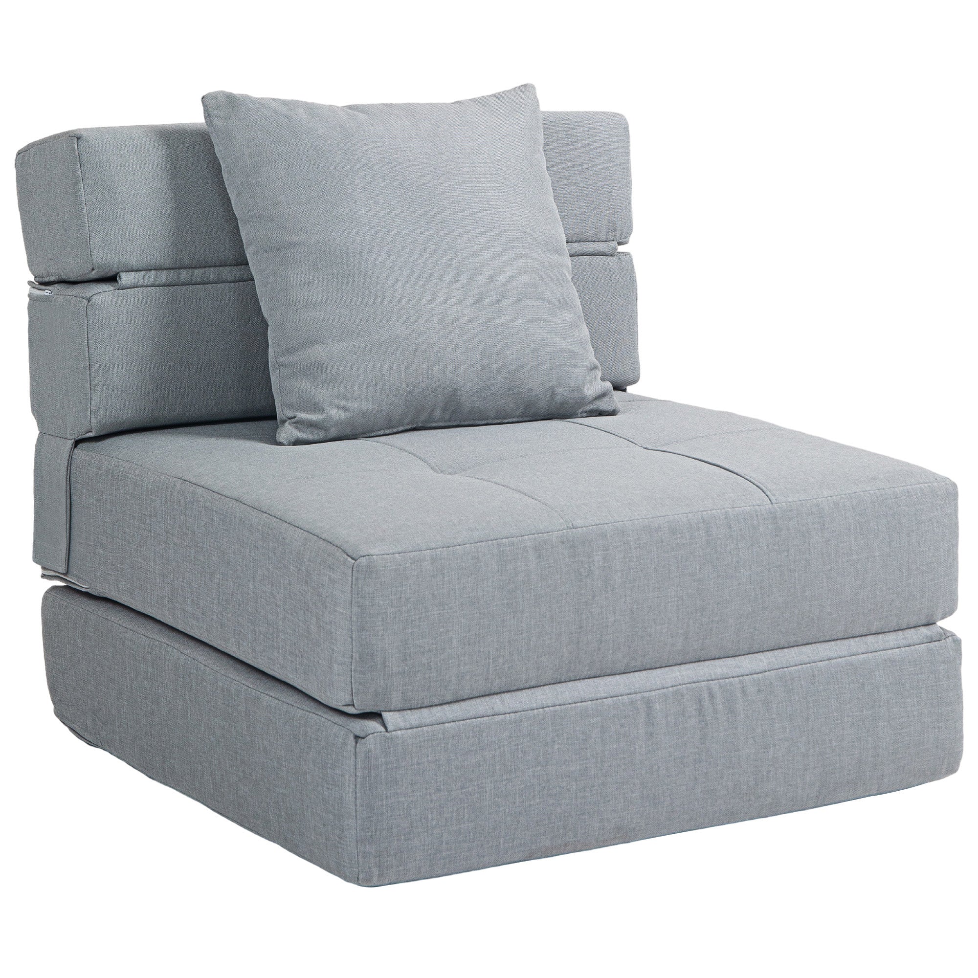 Folding Sleeper Chair, Sofa Bed, 2-in-1 Folding Armchair with Bed Function, Recliner with Pillow, Guest Bed for Living Room, Bedroom, up to 120 kg Capacity, Light Gray