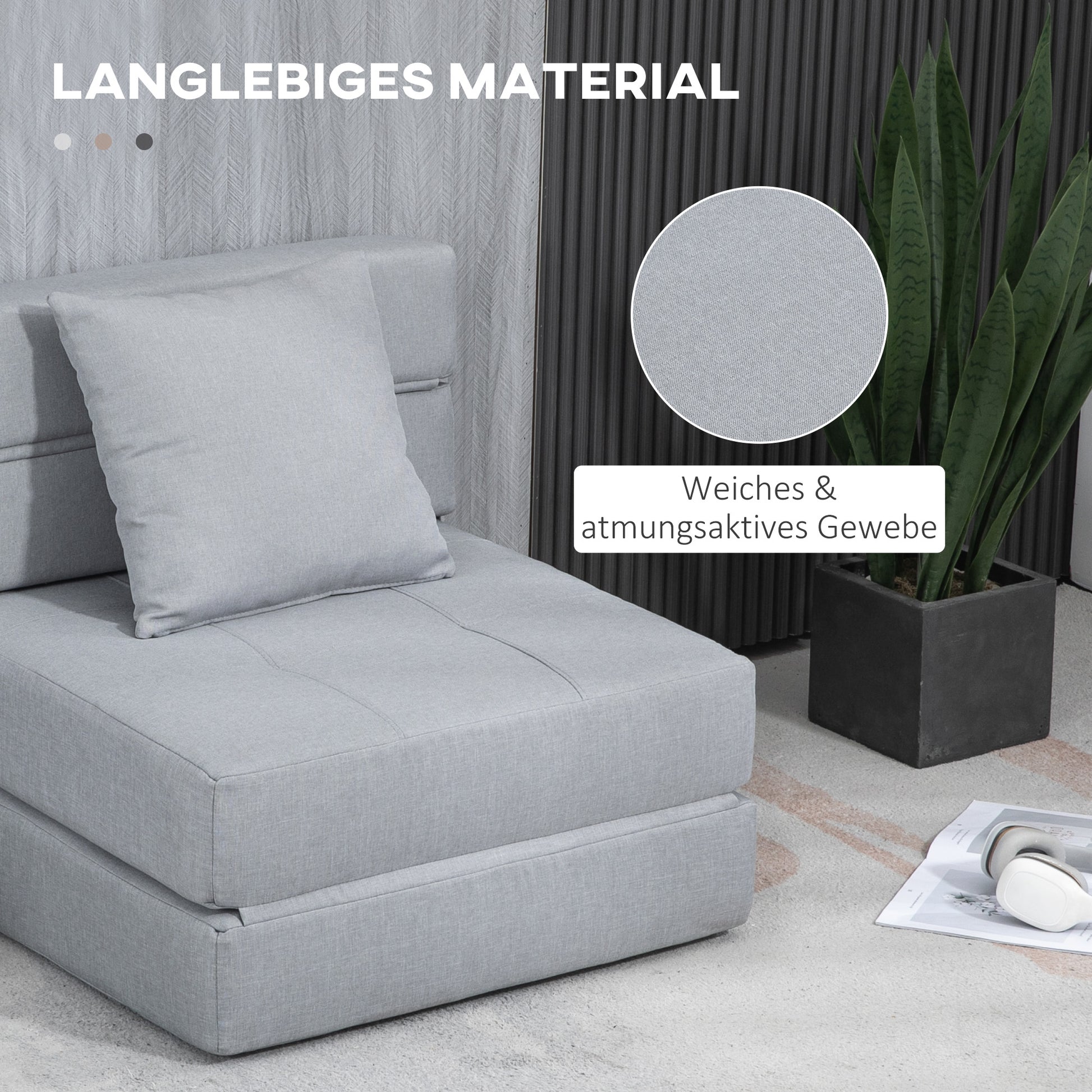 Folding Sleeper Chair, Sofa Bed, 2-in-1 Folding Armchair with Bed Function, Recliner with Pillow, Guest Bed for Living Room, Bedroom, up to 120 kg Capacity, Light Gray