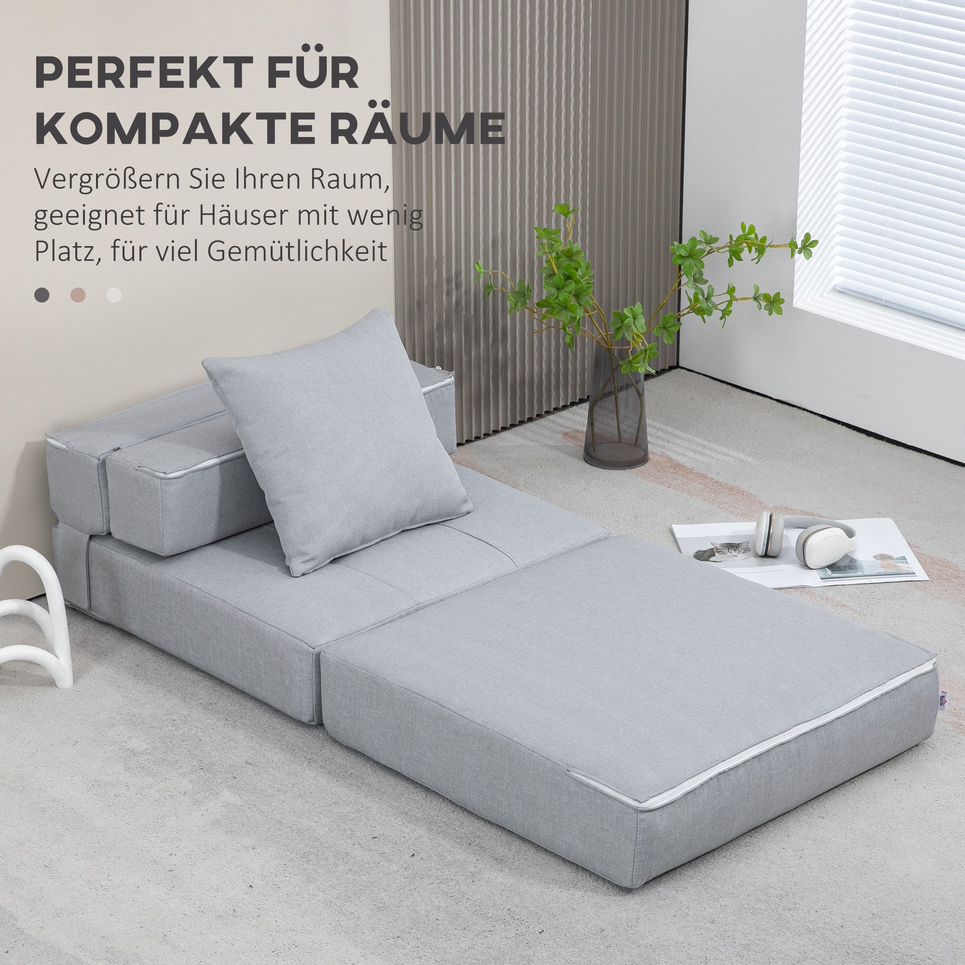 Folding Sleeper Chair, Sofa Bed, 2-in-1 Folding Armchair with Bed Function, Recliner with Pillow, Guest Bed for Living Room, Bedroom, up to 120 kg Capacity, Light Gray