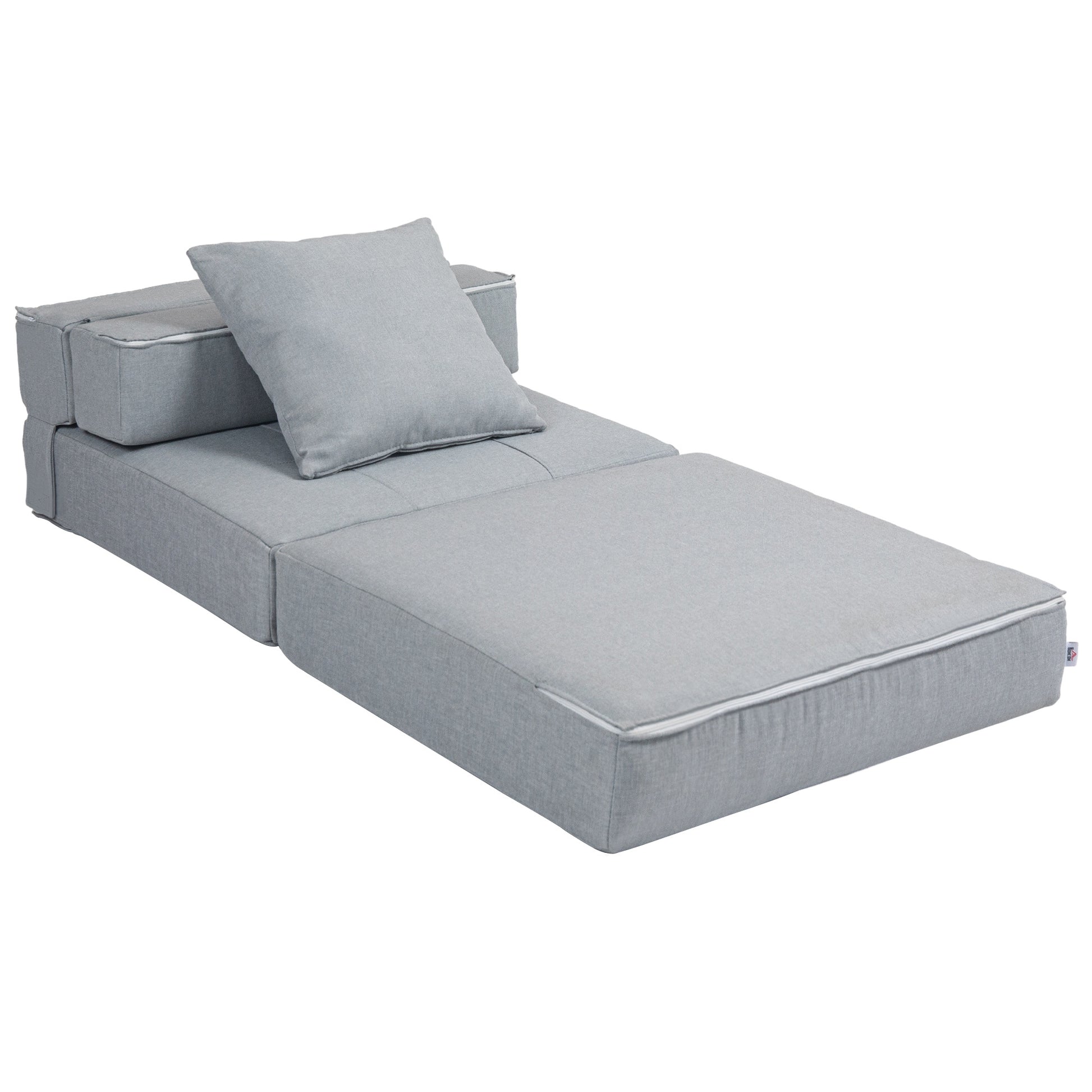 Folding Sleeper Chair, Sofa Bed, 2-in-1 Folding Armchair with Bed Function, Recliner with Pillow, Guest Bed for Living Room, Bedroom, up to 120 kg Capacity, Light Gray