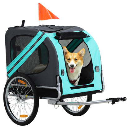 Dog Trailer Bike Trailer Dog Transporter Dog Bike Trailer for Small to Medium Dogs Oxford Fabric Rain Cover Breathable Green 130 x 73 x 90 cm