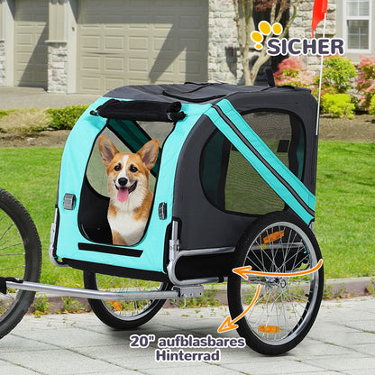 Dog Trailer Bike Trailer Dog Transporter Dog Bike Trailer for Small to Medium Dogs Oxford Fabric Rain Cover Breathable Green 130 x 73 x 90 cm