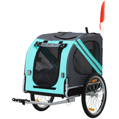 Dog Trailer Bike Trailer Dog Transporter Dog Bike Trailer for Small to Medium Dogs Oxford Fabric Rain Cover Breathable Green 130 x 73 x 90 cm