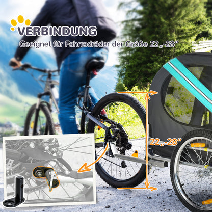 Dog Trailer Bike Trailer Dog Transporter Dog Bike Trailer for Small to Medium Dogs Oxford Fabric Rain Cover Breathable Green 130 x 73 x 90 cm