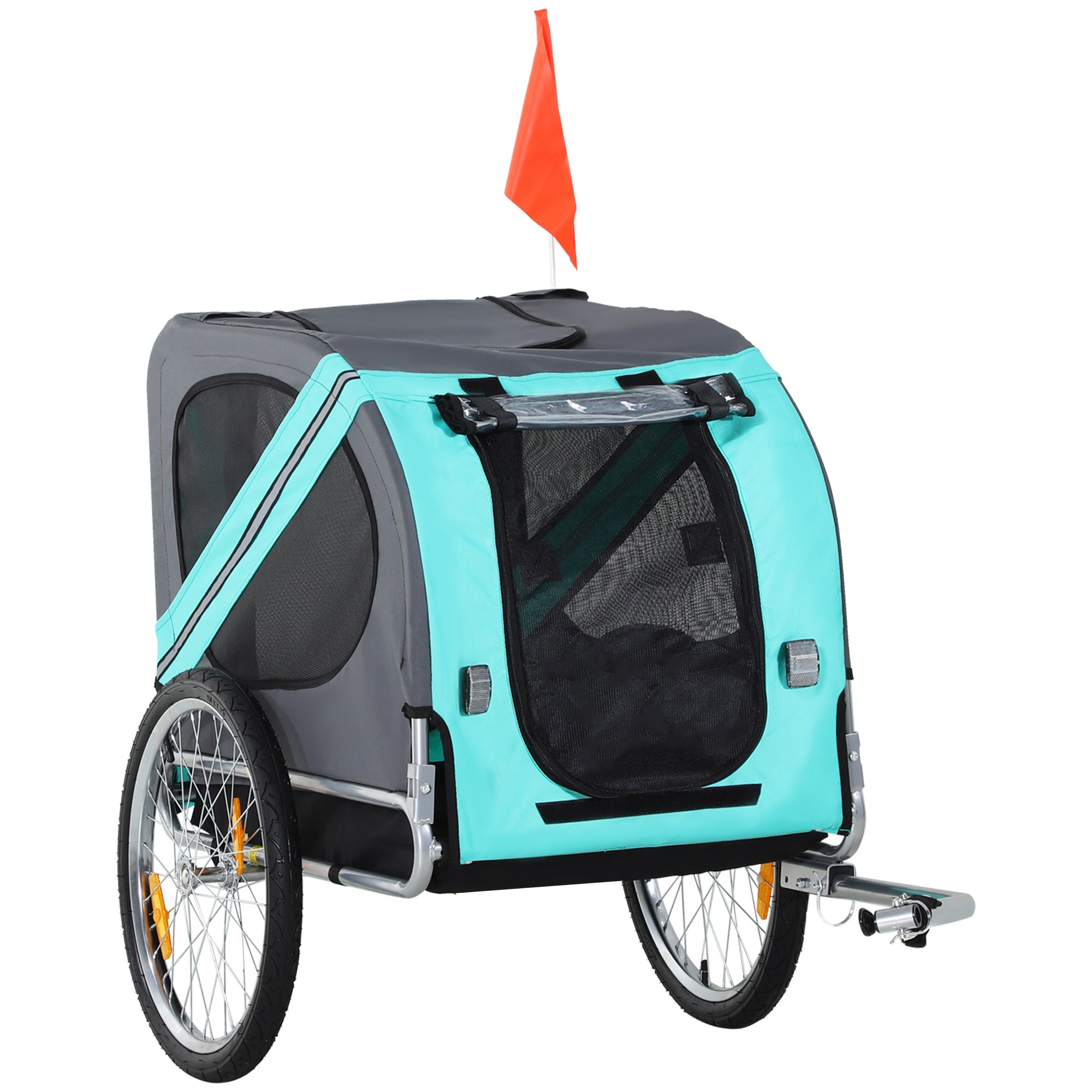 Dog Trailer Bike Trailer Dog Transporter Dog Bike Trailer for Small to Medium Dogs Oxford Fabric Rain Cover Breathable Green 130 x 73 x 90 cm