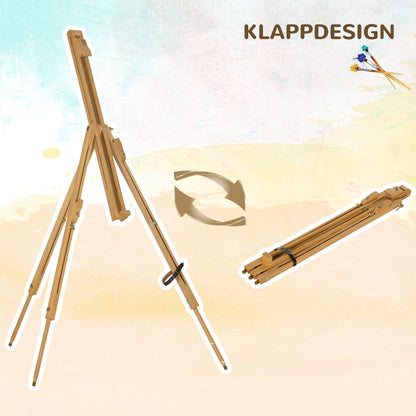 Folding Field Easel, Tripod Easel, Height Adjustable Canvas Easel, Portable Studio Easel made of Beech Wood for Canvases up to 107cm Height, Natural