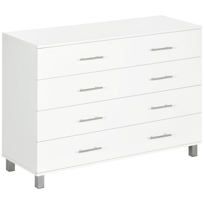 4-Drawer Chest Bedroom Dresser with Legs Modern Nightstand for Living Room Office Entryway 112x38.2x81 cm White