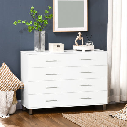 4-Drawer Chest Bedroom Dresser with Legs Modern Nightstand for Living Room Office Entryway 112x38.2x81 cm White