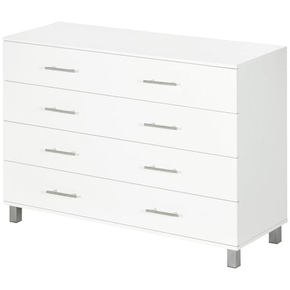 4-Drawer Chest Bedroom Dresser with Legs Modern Nightstand for Living Room Office Entryway 112x38.2x81 cm White