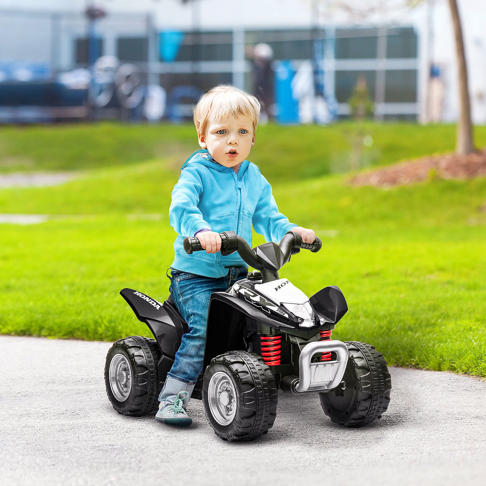 Electric Quad Miniquad Kids Electric ATV Kids Quad with LED and Horn Kids Motorcycle Child Vehicle Electric Car for Kids from 18 Months Metal Black 65.5 x 38.5 x 43.5 cm