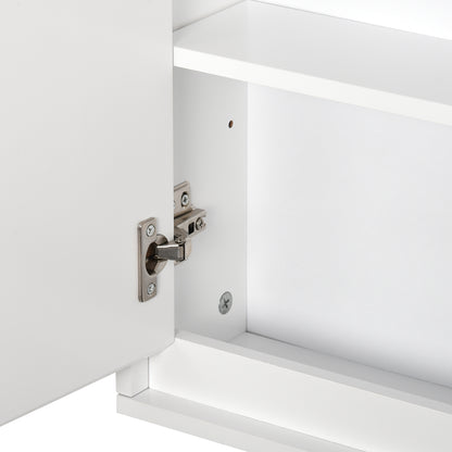 Bathroom Cabinet with Mirror with 2 Doors and Adjustable Shelf Hanging Bathroom Cabinet for Toilet Modern Style 48x14.5x45 cm White