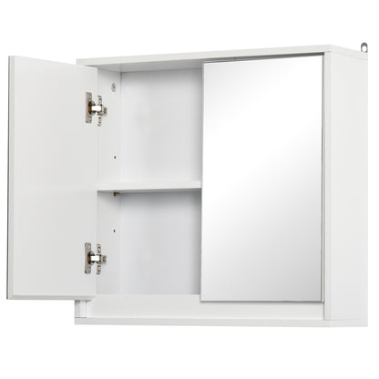Bathroom Cabinet with Mirror with 2 Doors and Adjustable Shelf Hanging Bathroom Cabinet for Toilet Modern Style 48x14.5x45 cm White