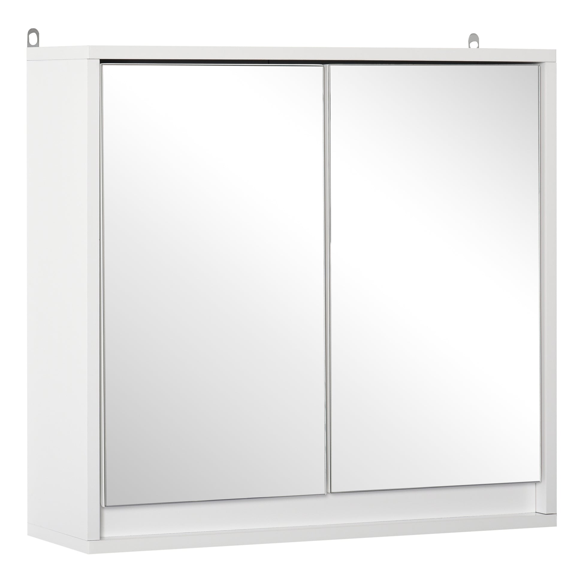 Bathroom Cabinet with Mirror with 2 Doors and Adjustable Shelf Hanging Bathroom Cabinet for Toilet Modern Style 48x14.5x45 cm White