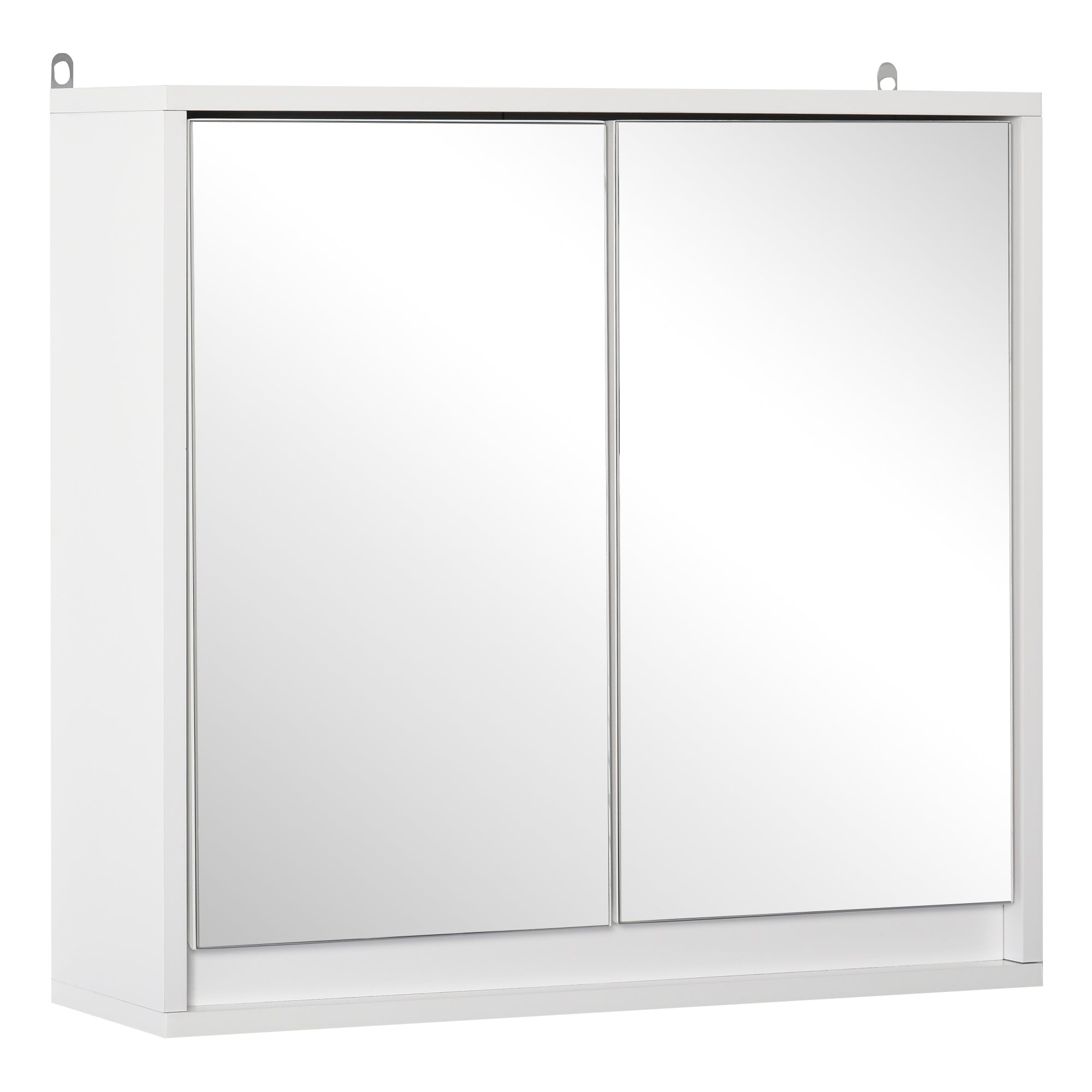 Bathroom Cabinet with Mirror with 2 Doors and Adjustable Shelf Hanging Bathroom Cabinet for Toilet Modern Style 48x14.5x45 cm White