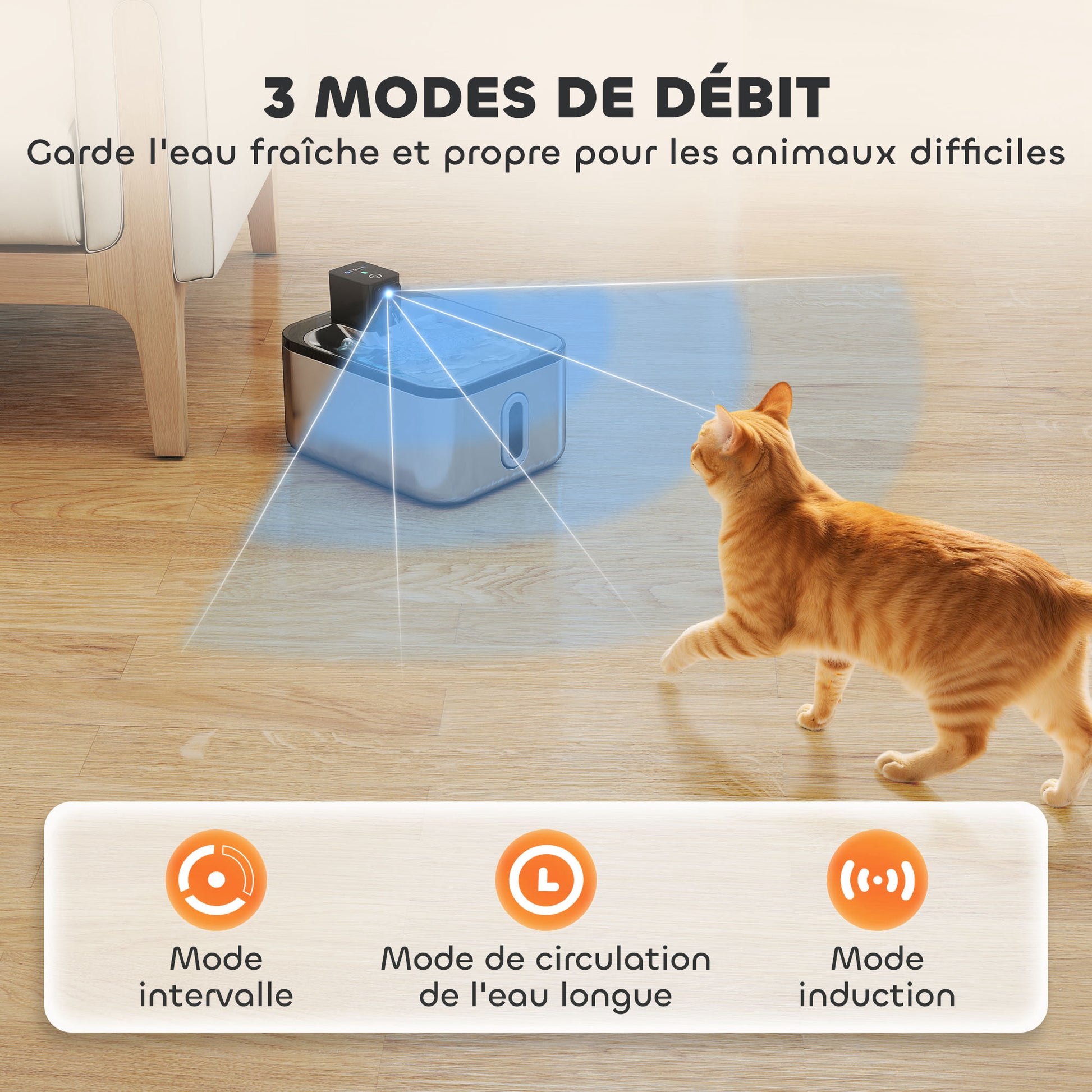 5L Stainless Steel Automatic Wireless Cat Water Fountain with LED Indicator, Ultra-Quiet Pump, 4000 mAh Battery, USB Charger Cat Water Dispenser, Multi Pets, Silver