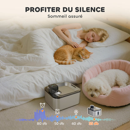 5L Stainless Steel Automatic Wireless Cat Water Fountain with LED Indicator, Ultra-Quiet Pump, 4000 mAh Battery, USB Charger Cat Water Dispenser, Multi Pets, Silver