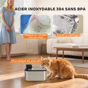 5L Stainless Steel Automatic Wireless Cat Water Fountain with LED Indicator, Ultra-Quiet Pump, 4000 mAh Battery, USB Charger Cat Water Dispenser, Multi Pets, Silver