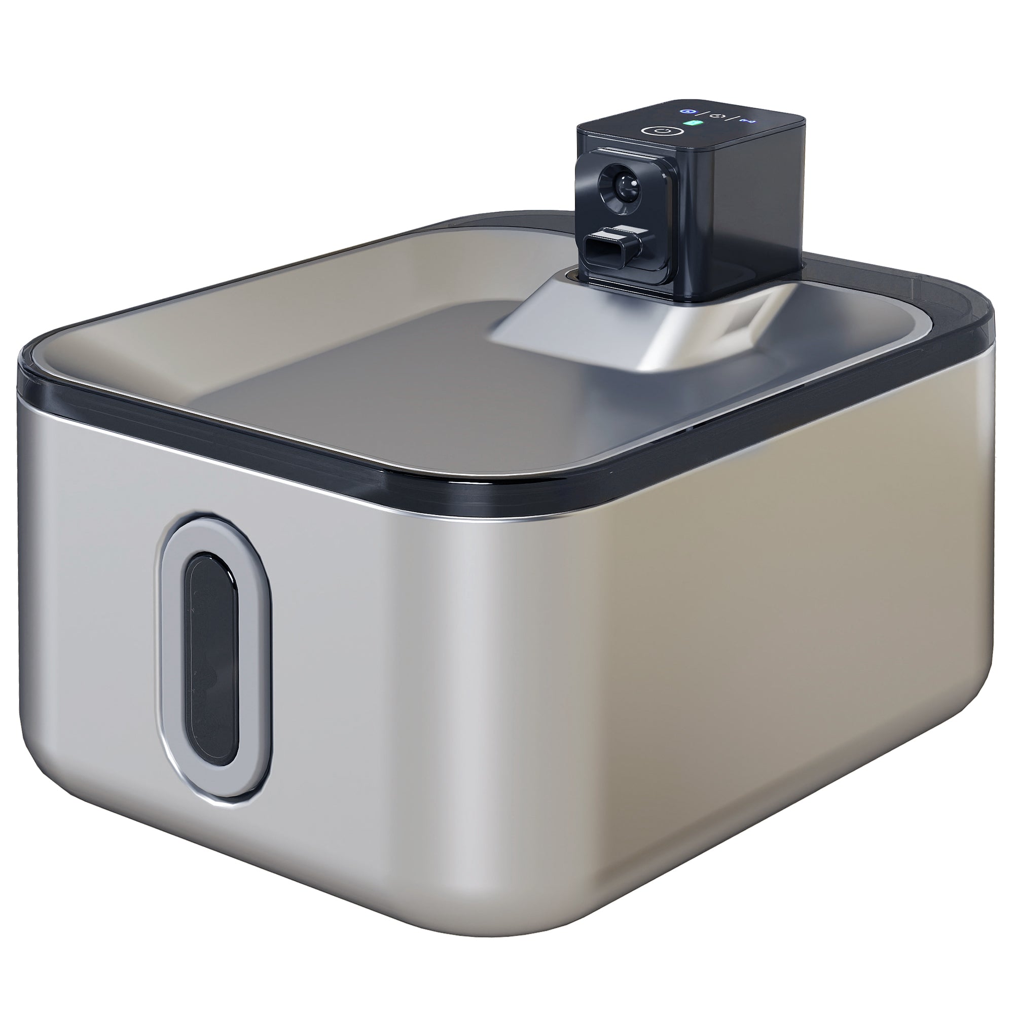 5L Stainless Steel Automatic Wireless Cat Water Fountain with LED Indicator, Ultra-Quiet Pump, 4000 mAh Battery, USB Charger Cat Water Dispenser, Multi Pets, Silver