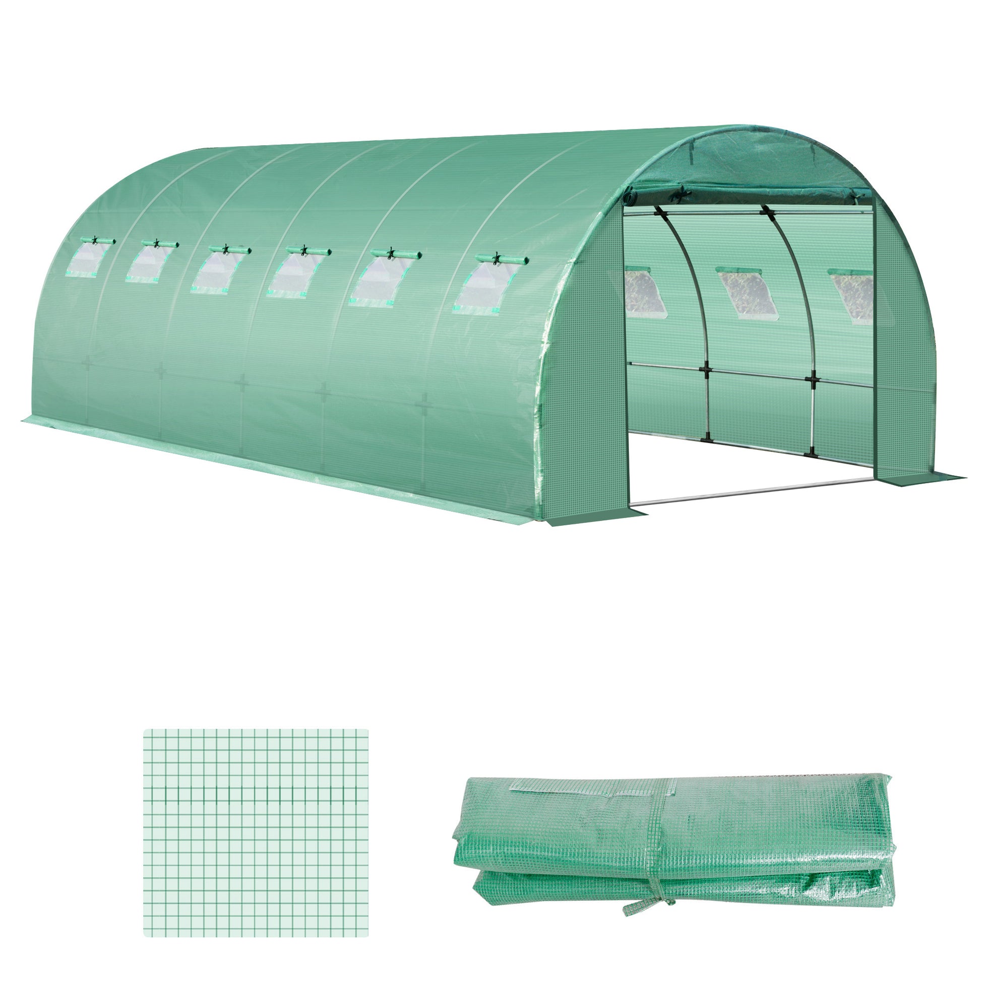 Greenhouse Film 6x3x2m, Waterproof Garden Film with UV Protection, PE Film Cover for Gardening Greenhouse Tunnel, Tunnel Film for Outdoor Area, Plants, Green