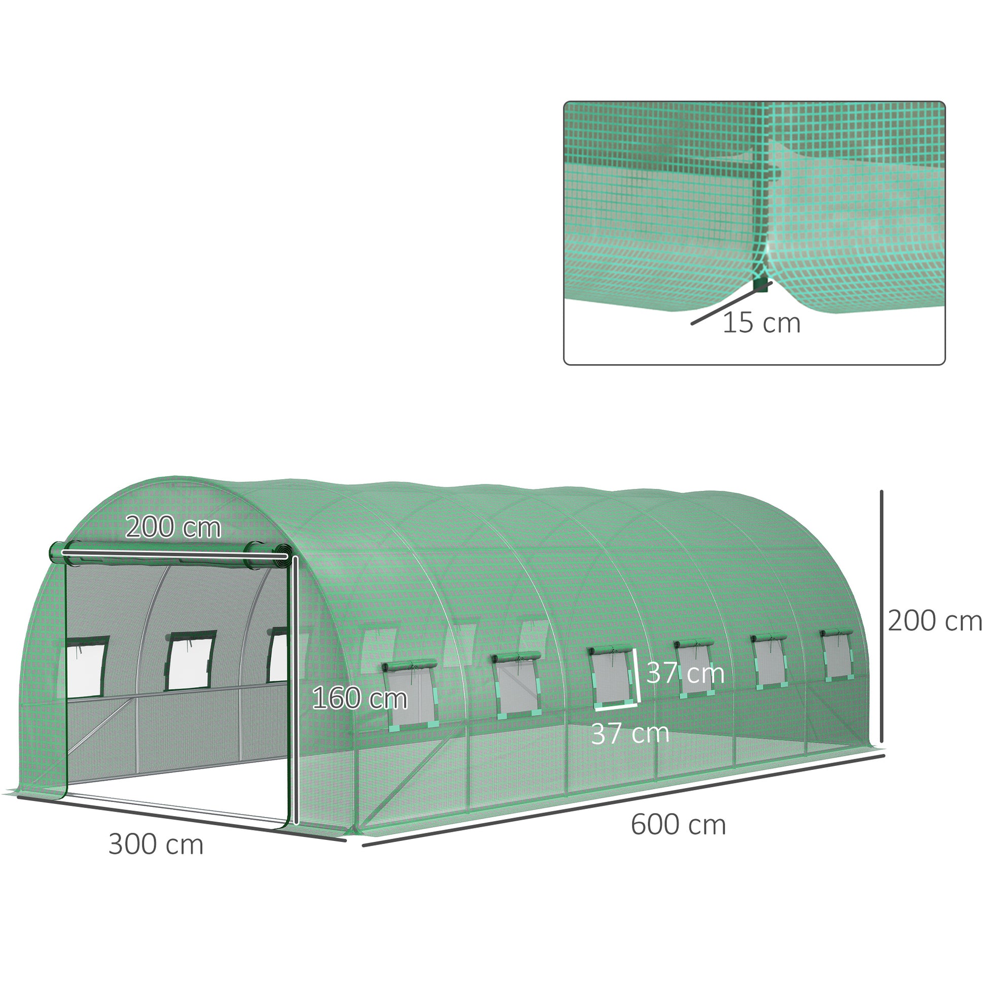 Greenhouse Film 6x3x2m, Waterproof Garden Film with UV Protection, PE Film Cover for Gardening Greenhouse Tunnel, Tunnel Film for Outdoor Area, Plants, Green