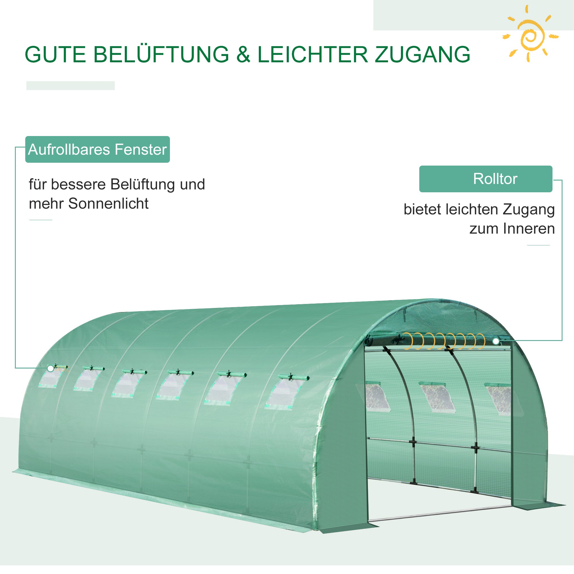 Greenhouse Film 6x3x2m, Waterproof Garden Film with UV Protection, PE Film Cover for Gardening Greenhouse Tunnel, Tunnel Film for Outdoor Area, Plants, Green