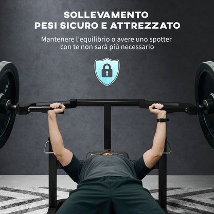 SPORTNOW Adjustable Height Weight Lifting Bench, Multifunctional Flat Bench in Steel, for Gym and Home, 150x150x60-85 cm, Black