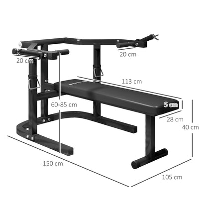 SPORTNOW Adjustable Height Weight Lifting Bench, Multifunctional Flat Bench in Steel, for Gym and Home, 150x150x60-85 cm, Black