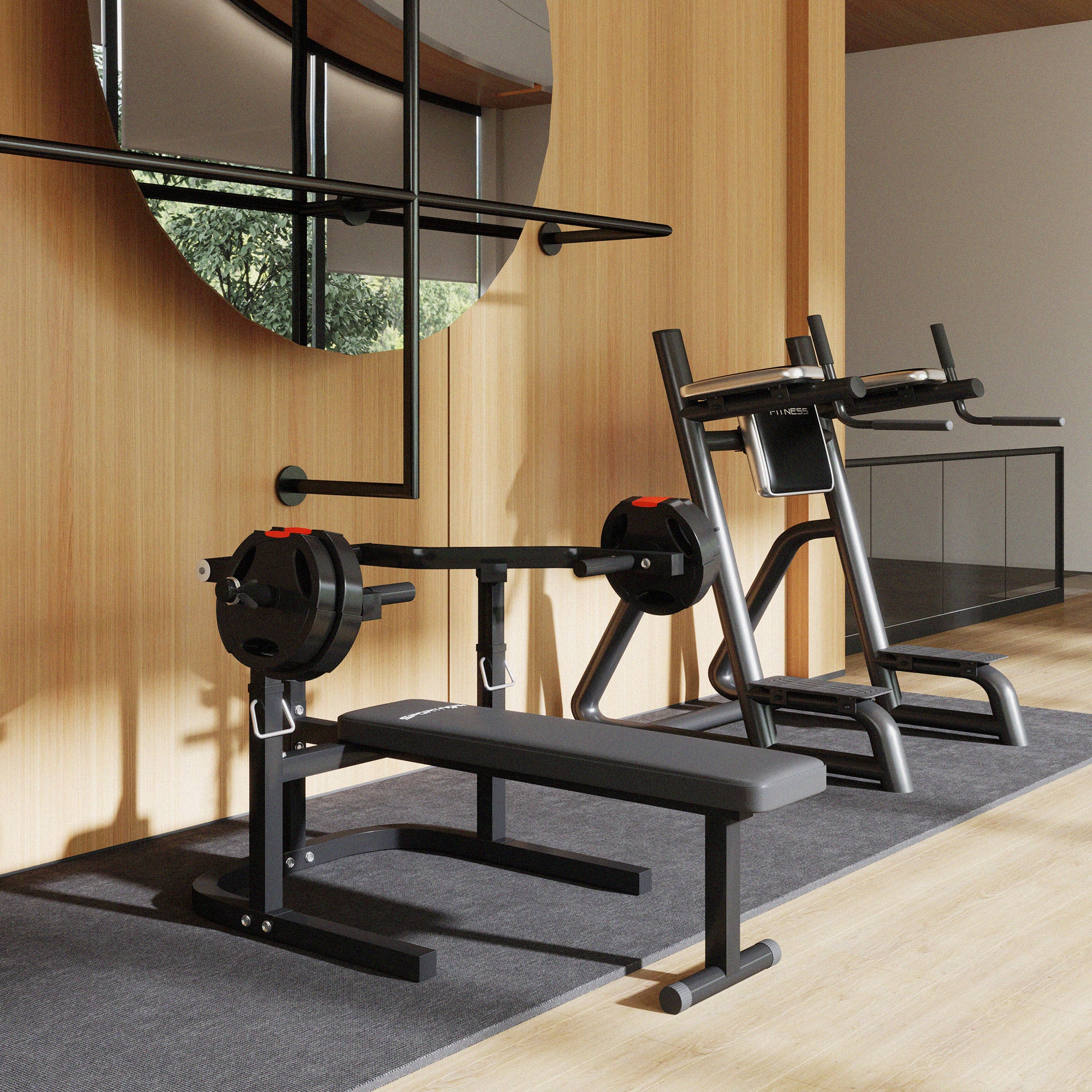 SPORTNOW Adjustable Height Weight Lifting Bench, Multifunctional Flat Bench in Steel, for Gym and Home, 150x150x60-85 cm, Black