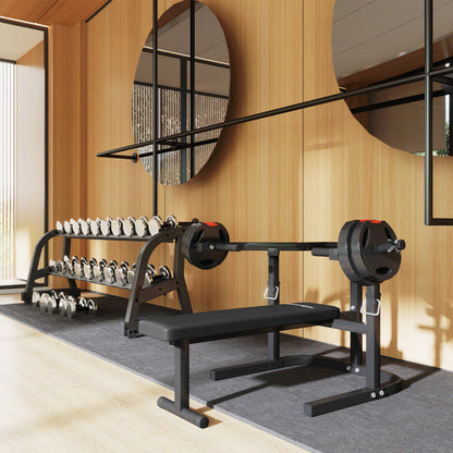 SPORTNOW Adjustable Height Weight Lifting Bench, Multifunctional Flat Bench in Steel, for Gym and Home, 150x150x60-85 cm, Black