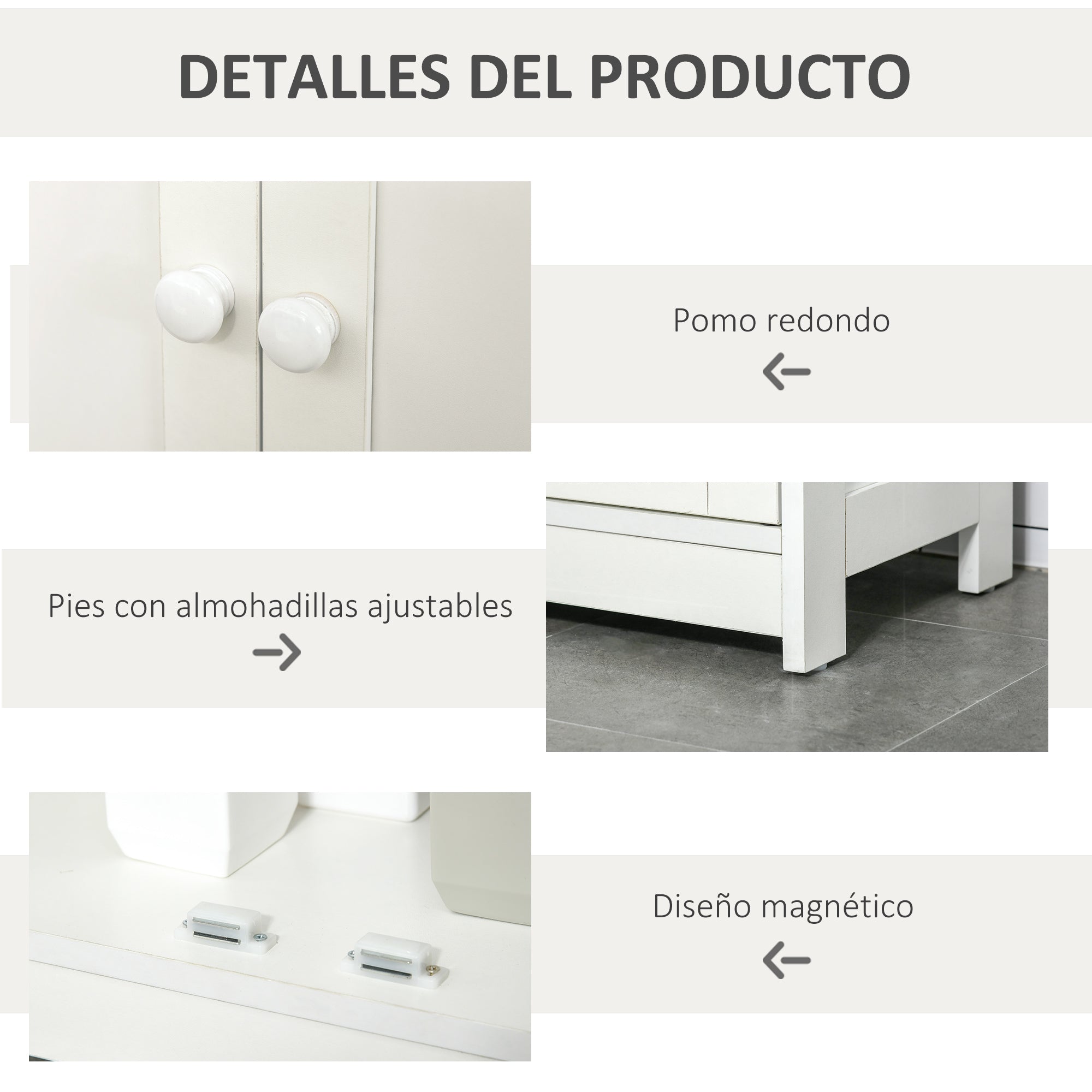 Bathroom Auxiliary Cabinet with 2 Doors Adjustable Interior Shelf and Open Compartment Bathroom Furniture for Living Room Kitchen 60x30x80 cm White