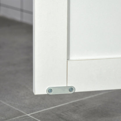 Bathroom Auxiliary Cabinet with 2 Doors Adjustable Interior Shelf and Open Compartment Bathroom Furniture for Living Room Kitchen 60x30x80 cm White