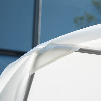 Sun Lounger with Wheels, Camping Bed with Headrest, UV-Resistant and Water-Repellent Canopy, Garden Bed Sun Lounger Holds Up to 220kg, Cream White, for Balcony, Garden