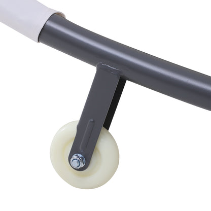 Sun Lounger with Wheels, Camping Bed with Headrest, UV-Resistant and Water-Repellent Canopy, Garden Bed Sun Lounger Holds Up to 220kg, Cream White, for Balcony, Garden