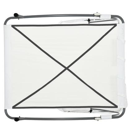 Sun Lounger with Wheels, Camping Bed with Headrest, UV-Resistant and Water-Repellent Canopy, Garden Bed Sun Lounger Holds Up to 220kg, Cream White, for Balcony, Garden