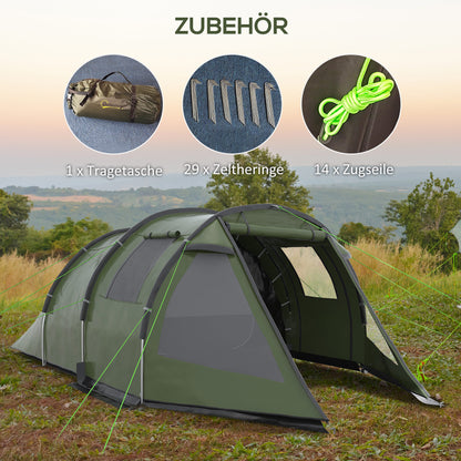 Camping Tent for 4 Persons Light, Stable Waterproof Family Tent with Door Window, Carry Bag, Tunnel Tent with 2000mm Water Column Tent for Camping Travel Trekking Garden