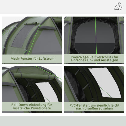 Camping Tent for 4 Persons Light, Stable Waterproof Family Tent with Door Window, Carry Bag, Tunnel Tent with 2000mm Water Column Tent for Camping Travel Trekking Garden