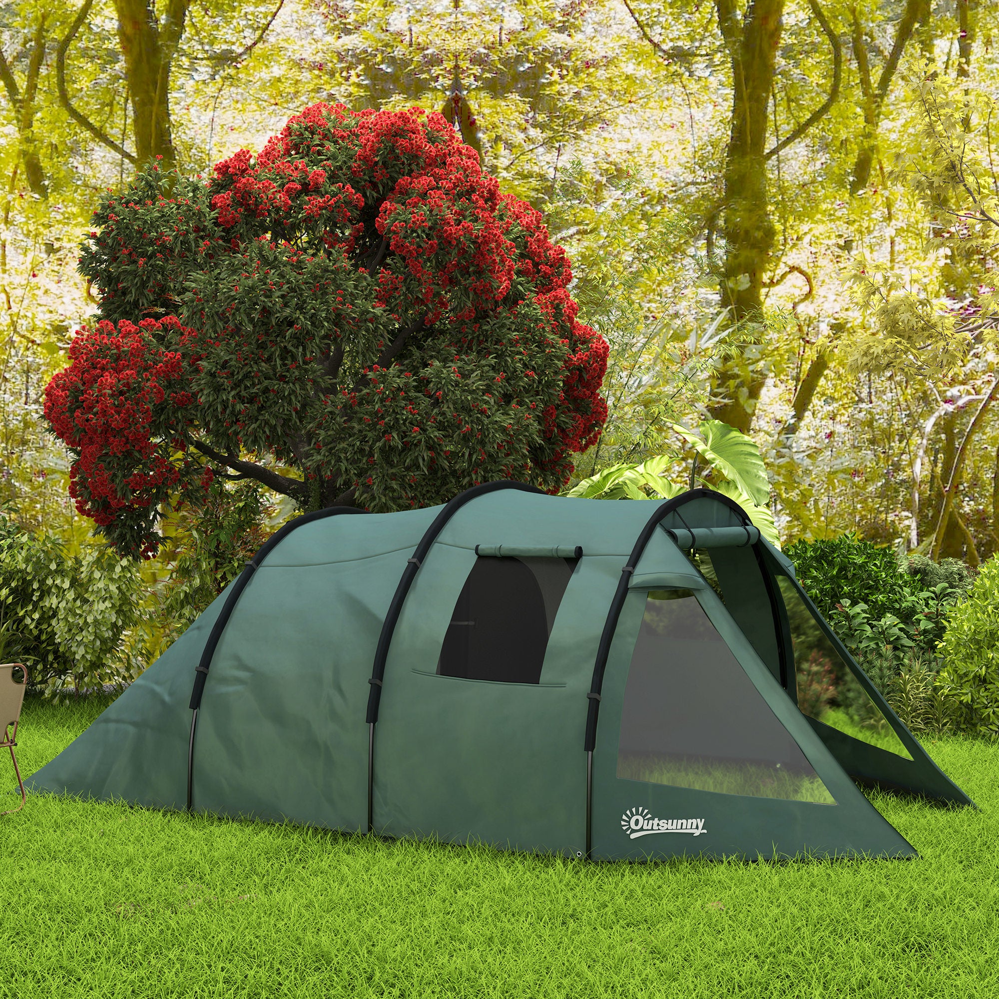 Camping Tent for 4 Persons Light, Stable Waterproof Family Tent with Door Window, Carry Bag, Tunnel Tent with 2000mm Water Column Tent for Camping Travel Trekking Garden