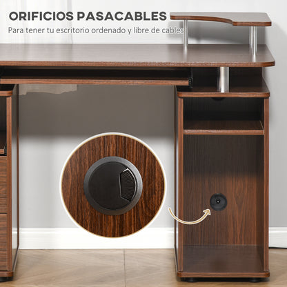 47.2'' Computer Desk Office Desk with Multiple Shelves, 2 Drawers, Keyboard Tray, Monitor Stand CPU Holder 47.2x21.7x33.5 inches Brown