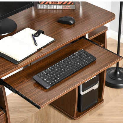 47.2'' Computer Desk Office Desk with Multiple Shelves, 2 Drawers, Keyboard Tray, Monitor Stand CPU Holder 47.2x21.7x33.5 inches Brown