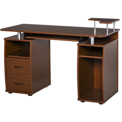 47.2'' Computer Desk Office Desk with Multiple Shelves, 2 Drawers, Keyboard Tray, Monitor Stand CPU Holder 47.2x21.7x33.5 inches Brown