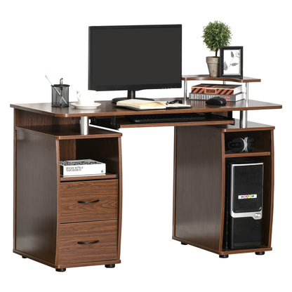 47.2'' Computer Desk Office Desk with Multiple Shelves, 2 Drawers, Keyboard Tray, Monitor Stand CPU Holder 47.2x21.7x33.5 inches Brown