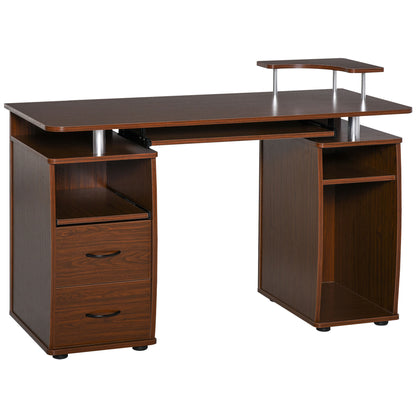 47.2'' Computer Desk Office Desk with Multiple Shelves, 2 Drawers, Keyboard Tray, Monitor Stand CPU Holder 47.2x21.7x33.5 inches Brown