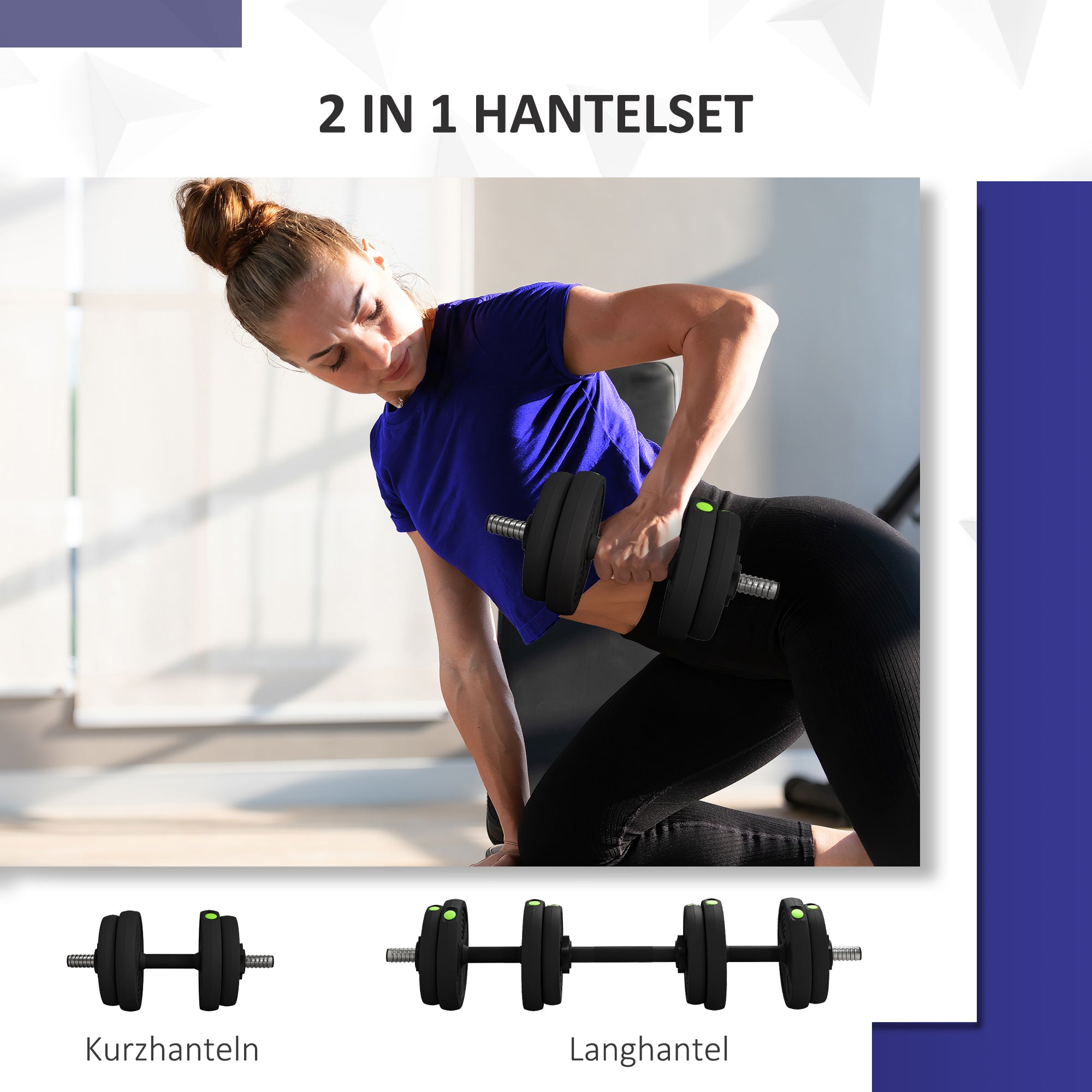 SPORTNOW 2-in-1 Dumbbell Set, 15 kg Adjustable Dumbbell Set with 8 Weight Plates, Floor-Friendly for Strength Training, Fitness, Weightlifting, Black