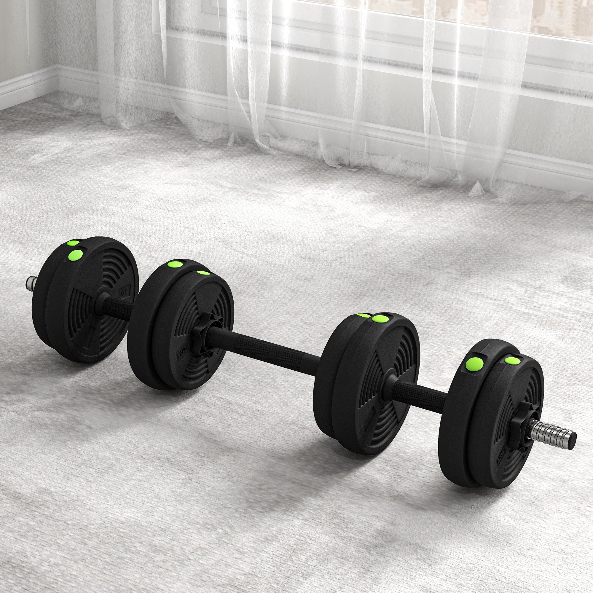 SPORTNOW 2-in-1 Dumbbell Set, 15 kg Adjustable Dumbbell Set with 8 Weight Plates, Floor-Friendly for Strength Training, Fitness, Weightlifting, Black