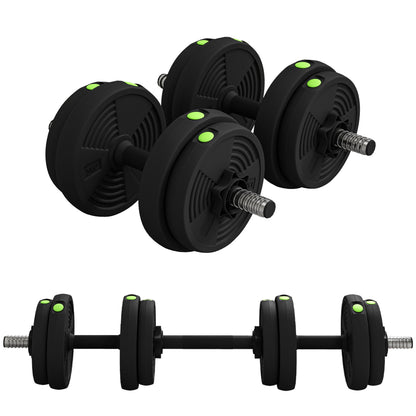 SPORTNOW 2-in-1 Dumbbell Set, 15 kg Adjustable Dumbbell Set with 8 Weight Plates, Floor-Friendly for Strength Training, Fitness, Weightlifting, Black
