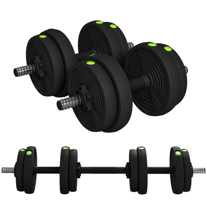 SPORTNOW 2-in-1 Dumbbell Set, 15 kg Adjustable Dumbbell Set with 8 Weight Plates, Floor-Friendly for Strength Training, Fitness, Weightlifting, Black